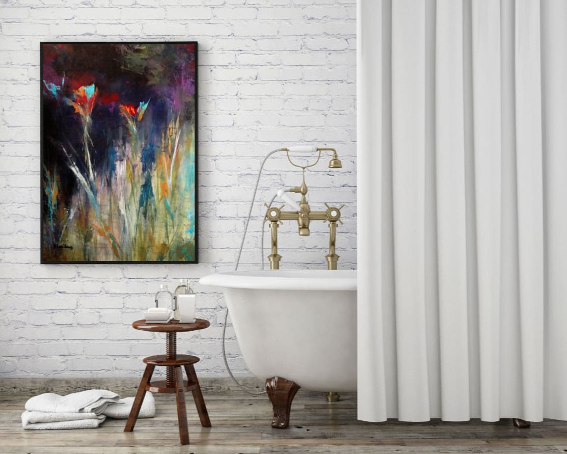 A bathroom with a tub, sink and shower.