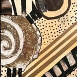 A painting of a brown and black abstract design