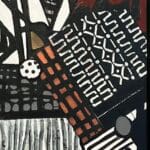 A painting of a black and white pattern