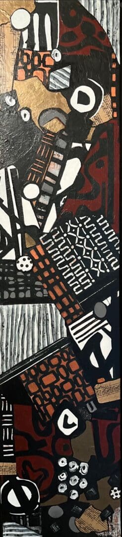 A painting of a black and white pattern